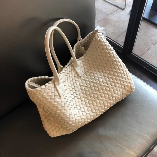 PU New Handmade Knitted Handbag For Women, Fashionable High-End Handbag, Celebrity Style Trendy Shoulder Bag, Street Tote Bag