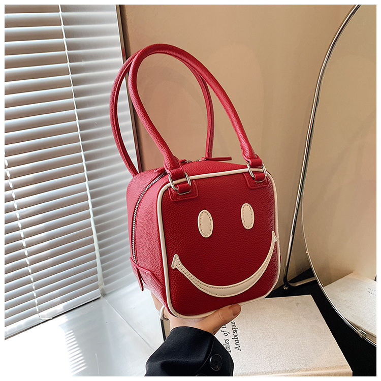 Fashionable And Versatile Autumn Smiling Face Handbag, Single Shoulder Crossbody Small Square Bag Designer Bags Handbags Women
