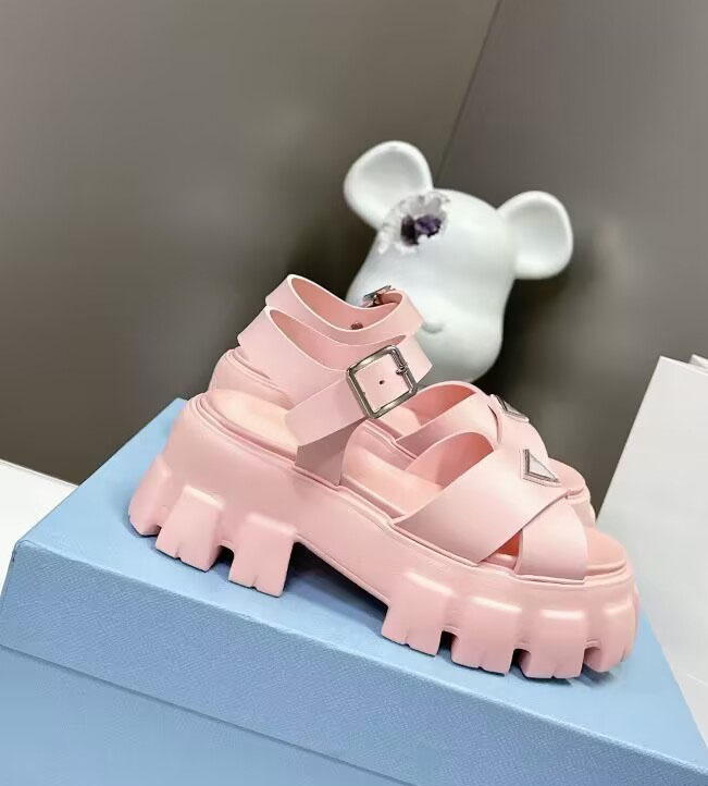 Vegetable basket ROMAN SANDALS high quality women's sliding basket calfskin platform summer beach slippers 35-41 with box and shopping bag