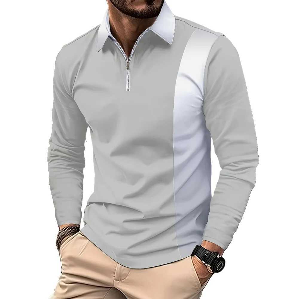Solid color striped decal print 2024 mens fashion lapel sport mens Strt casual zipper long Sve clothing W241106