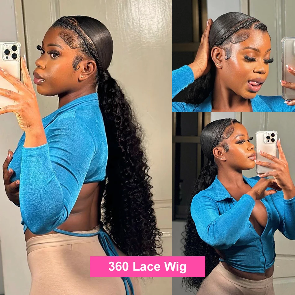 Free shipping Loose Deep Malaysian 13x4 HD Wig Curly Water Wave 360 Lace Frontal Silation Human Hair 5x5 Closure Wigs For Women