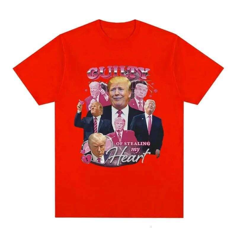 shanshi mens designer t shirt Interesting Donald Trump steals my heart guilty men's high-quality soft casual short sleeved T-shirt
