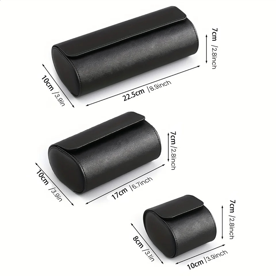 Black 1/2/3 slot watch roll travel box portable retro brown leather watch display box watch storage mens gift watch box 241105