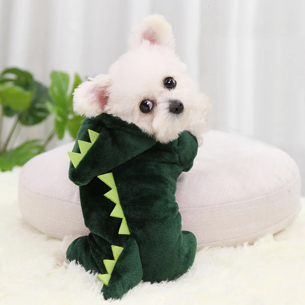 Halloween Cat Costume Dinosaur Cat Hoodies Small Dog Warm Jacket Cat Christmas Costume Pet Clothes for Puppy Kitten Red Green 241106