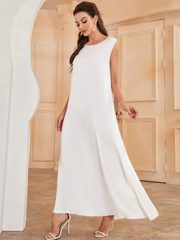 White Ramadan African Dresses Islamic Clothing For Women Dubai Abaya Turkey Arabic Muslim Dress Robe Musulmane Femme Vestidos 240403