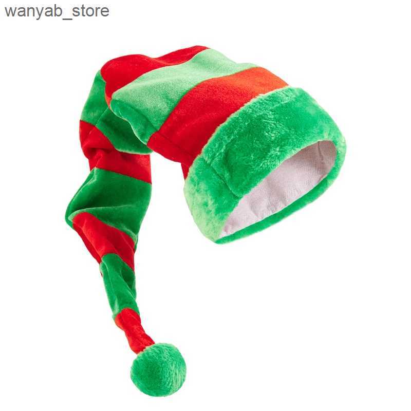 Wide Brim Hats Bucket Hats Christmas Elf Hat Extra Long Holiday Hat Striped Santa Cap Costume Accessories for Men Women L240910