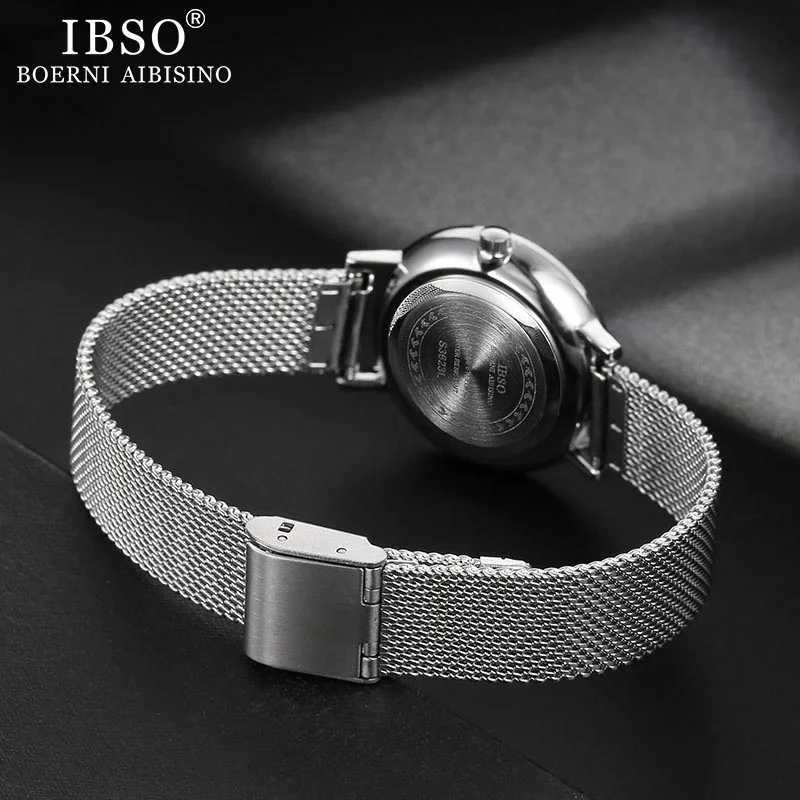 IBSO Warm Quartz Watch Set Crystal Design Bracelet Necklace Watch Set Womens Jewelry Fashion Silver Luxury Watch Womens Gift X241106