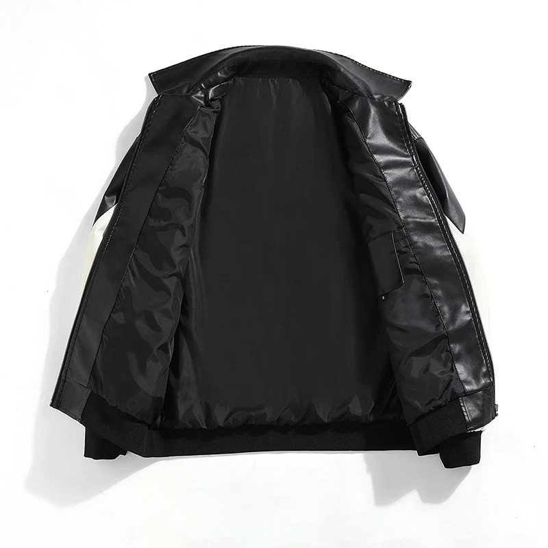 Autumn and Winter Hip Hop Mens Faux Leather Jacket Padded Windbreaker Motorcycle Biker Bomber Coat Women 241106