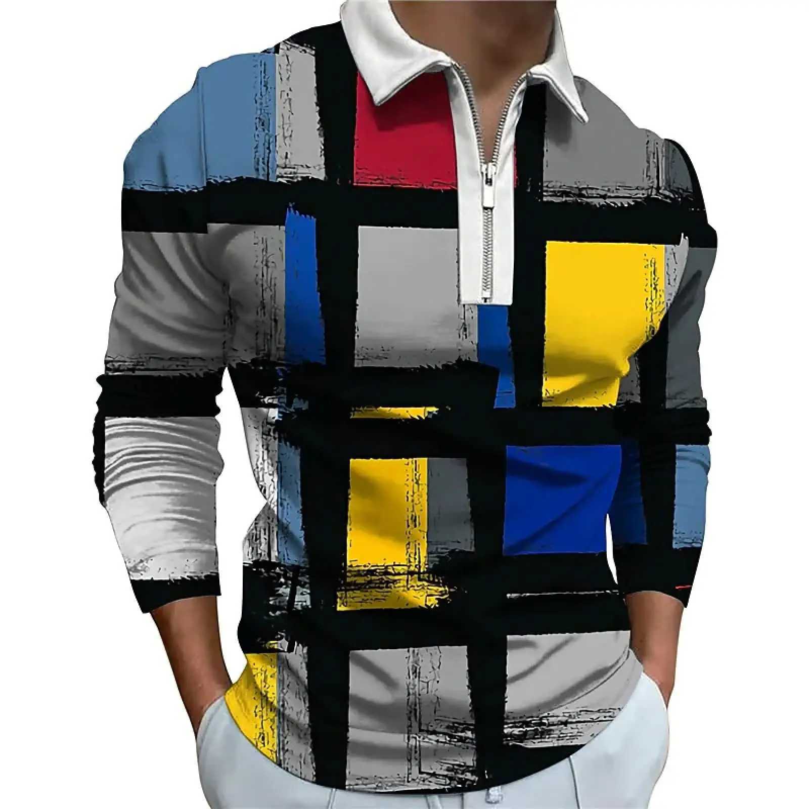 Shirt Mens Poker Card Pattern Printed Strt Harajuku Zipper T-shirt Mens Top Vent Length Sve Mens Clothing W241106