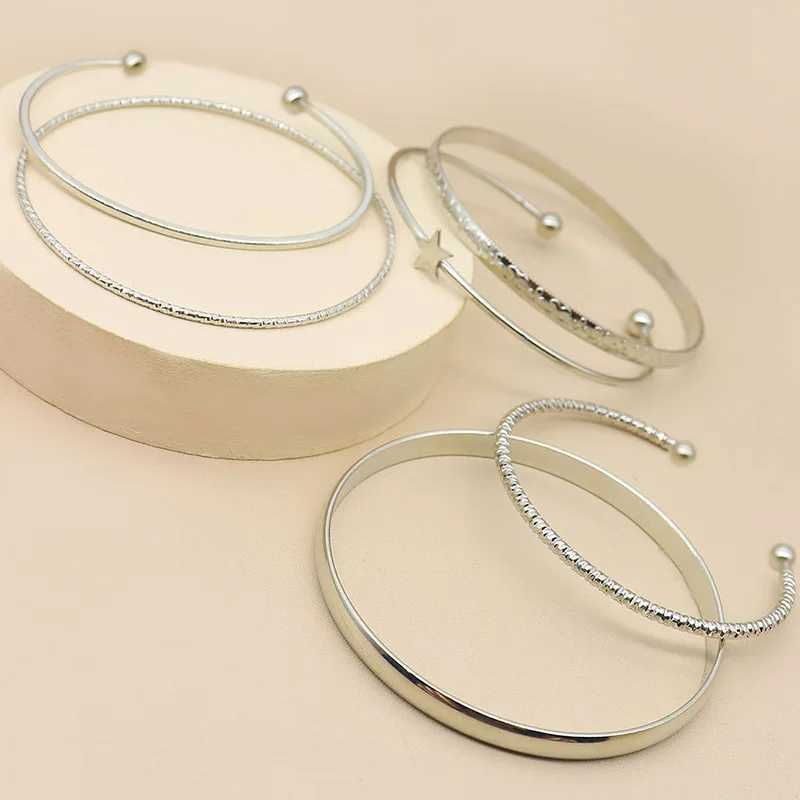 6 pieces/set of Star bracelets suitable for Wen Simple Mtilayer Geely Opening bracelets cuff bracelets punk jewelry set accessories X241106