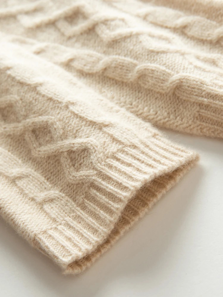 100% genuine cashmere knitted gloves touch screen fingers womens autumn and winter thick cable warm wrist classic womens gloves 241106