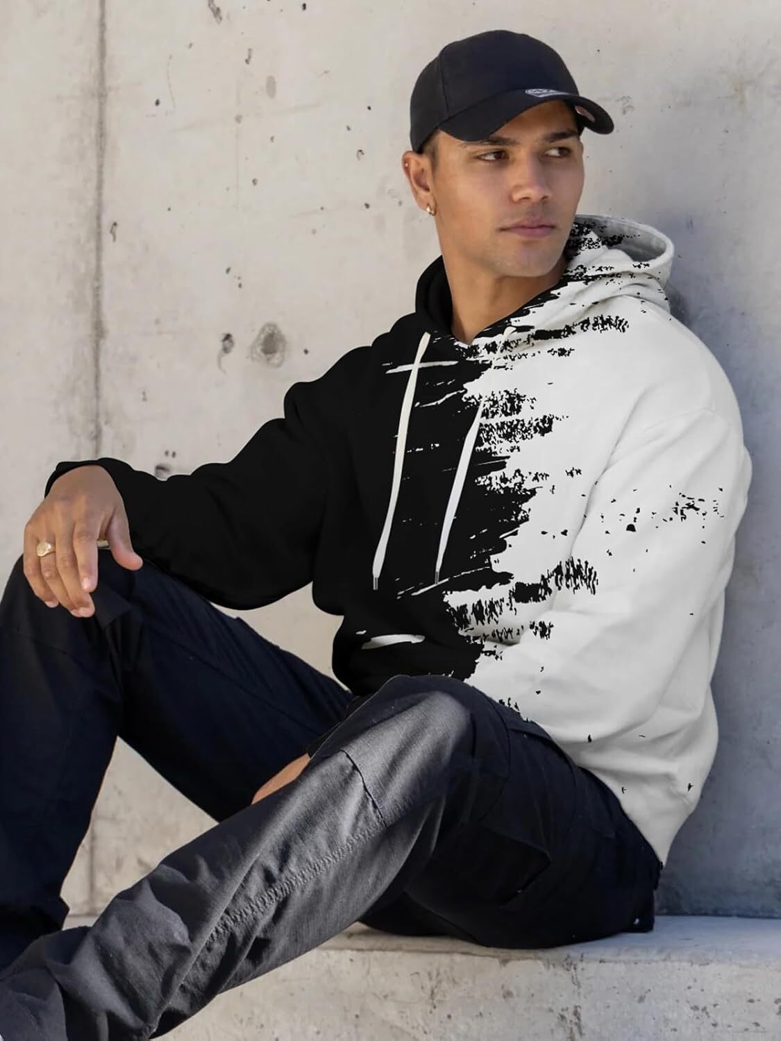 Hoodie for Mens Womens 3D printed hoodie suitable for teenagers and boys, pullover hoodie as a birthday gift Graphic Hoodies Black and white