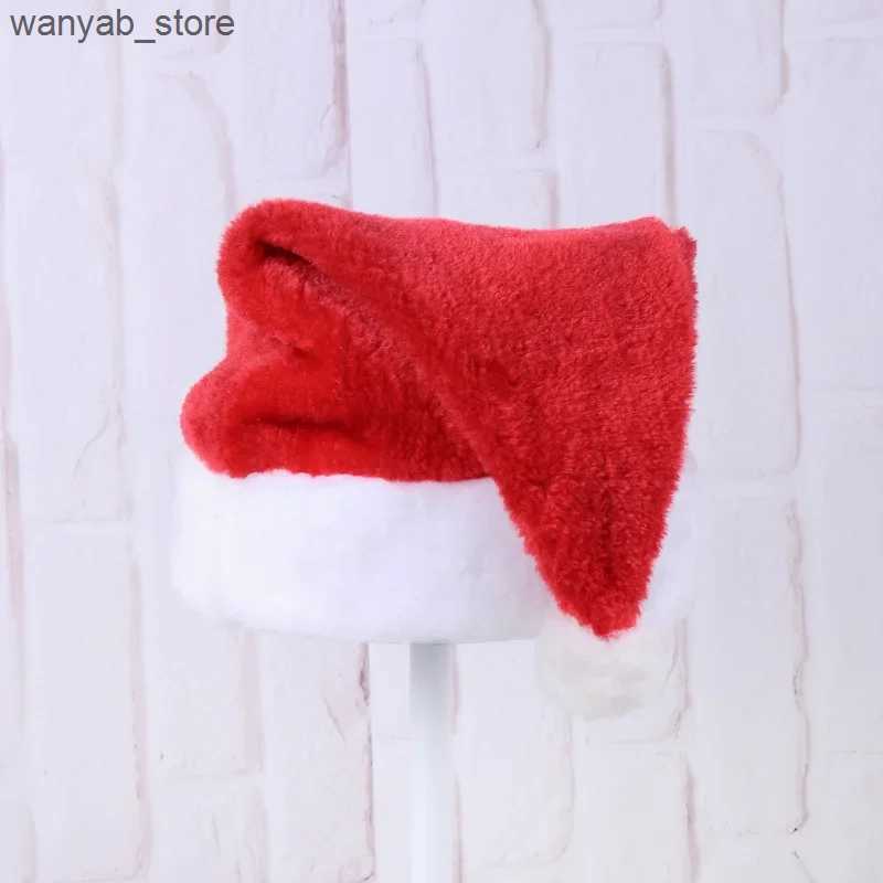 Wide Brim Hats Bucket Hats High Quality Christmas Xmas Soft Hat Santa Claus Red Short Plush Noel Hat Merry Christma Decor Gift Happy New Year 2023 L24