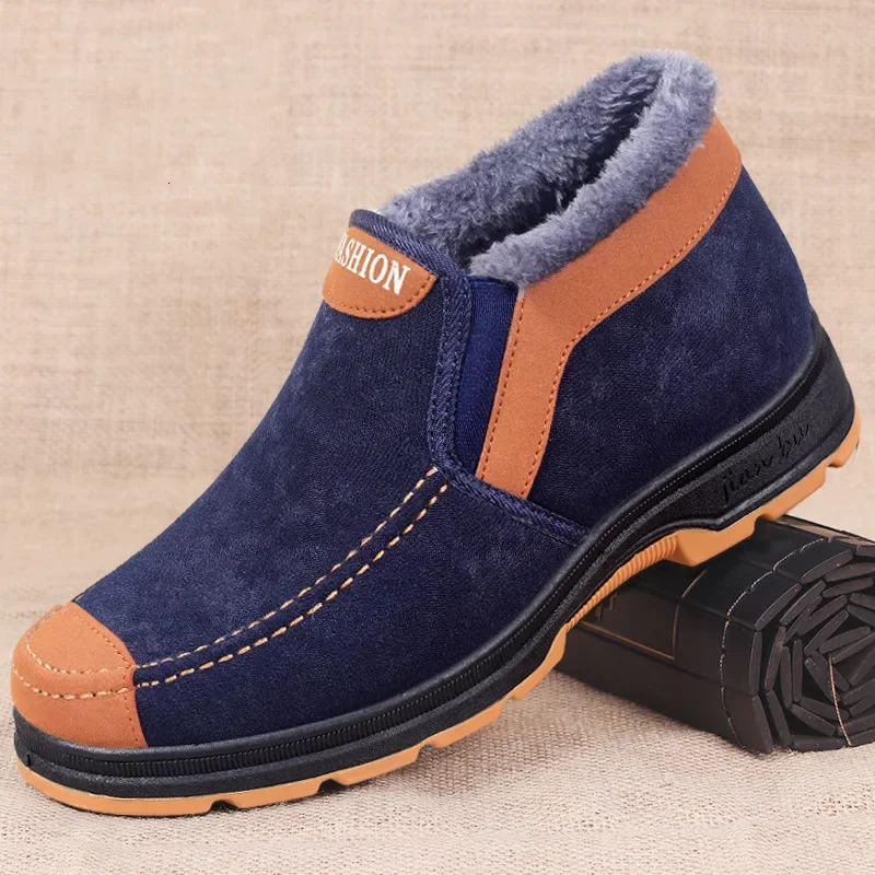 New Designer Men's Snow Boots Cotton Winter Fashion Men's Snow Boots Plush Thick Comfortable Warm Walking Shoes Men's Boots 2025