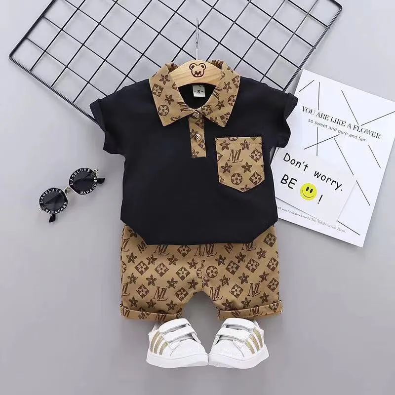 luxury kids clothes baby boy clothes set tshirt shorts casual clothing toddler designer clothes kids tracksuit children boys cartoon 2pcs set