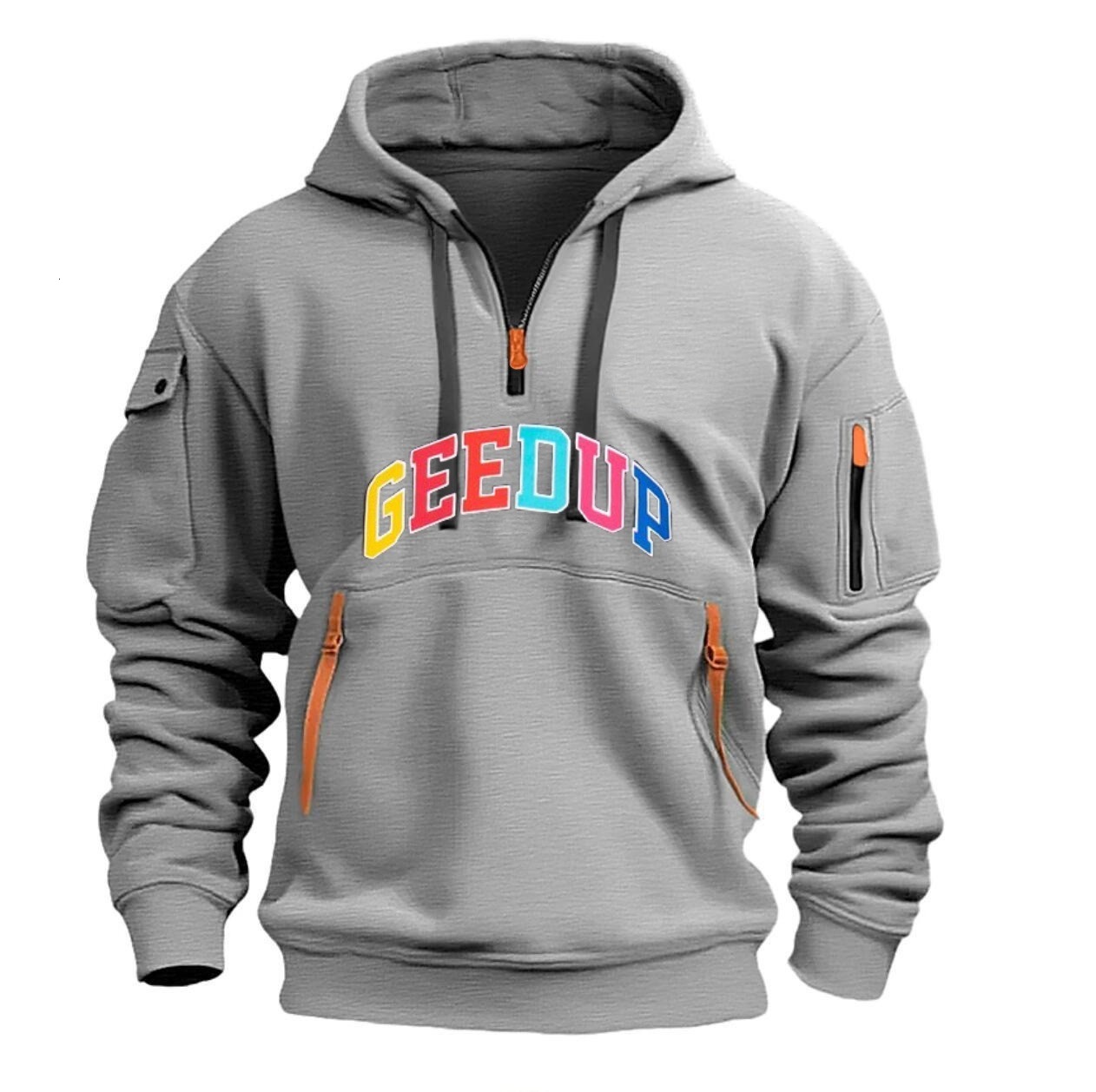 New designer fashion hoodie with spring and autumn zipper, multi pocket hoodie, men's sports and casual jacket