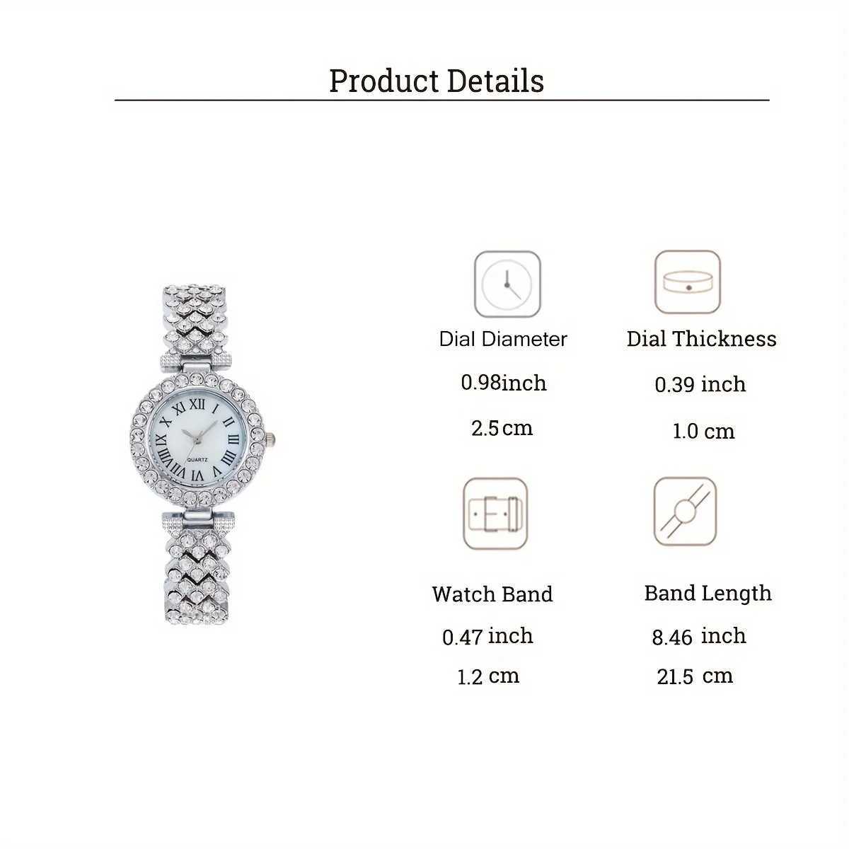 1 rhinestone decorated quartz watch luxury mens digital analog watch 5 jewelry sets the best gift for her X241106