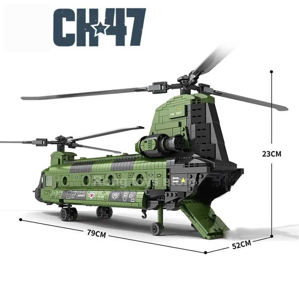 Free shipping 1622PCS CH-47 Chinook Transport Plane Building Blocks Military Armed Helicopter Fighter Model Bricks Kids Toys Christmas Gifts