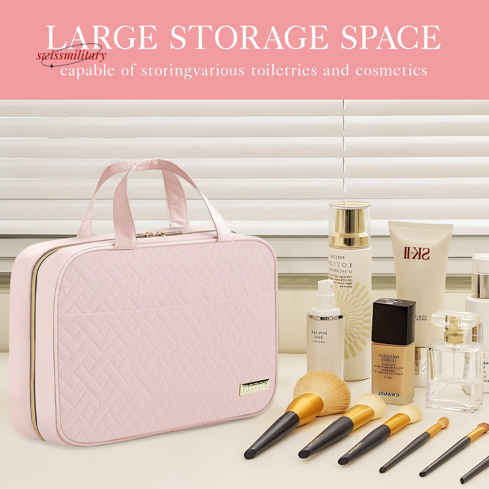 Professional bag with hooks, spacious makeup bag, travel toiletry set, fashionable #32 swissmilitary