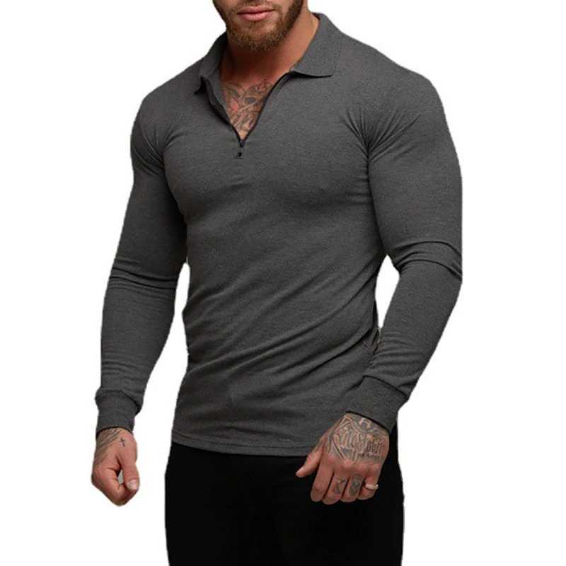 New autumn mens elastic cotton sports mens spring casual long Sve breathable T-shirt gym clothing W241106