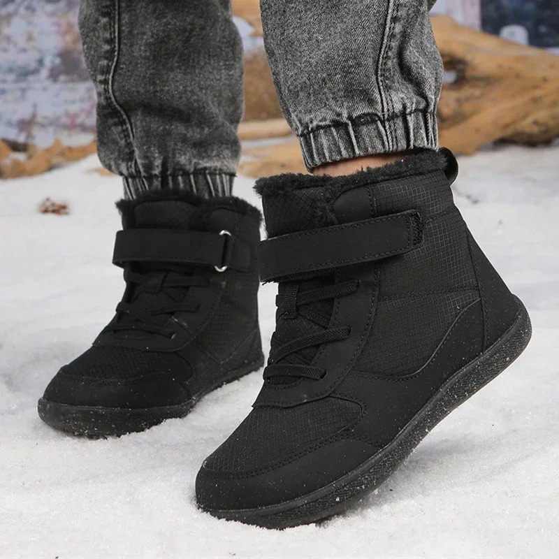 Childrens winter snow boots for boys and girls wide toe barefoot snow boots childrens high-top cotton shoes sneakers 241106