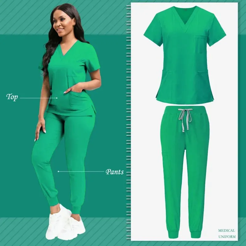 Simple hospital Surgical Clothing Medical Uniforms Women Scrubs Sets Doctors Nurses Accories Dental Cic Beauty Sal Workwear Set