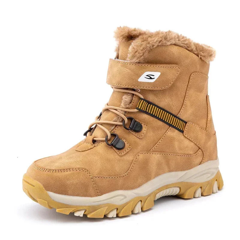 5-12 Winter Warm Fur Snow Boots Children Furry Shoes Boys Girl Non-slip Leather Autumn Waterproof Kids Boots Child Sneaker Furry 241106