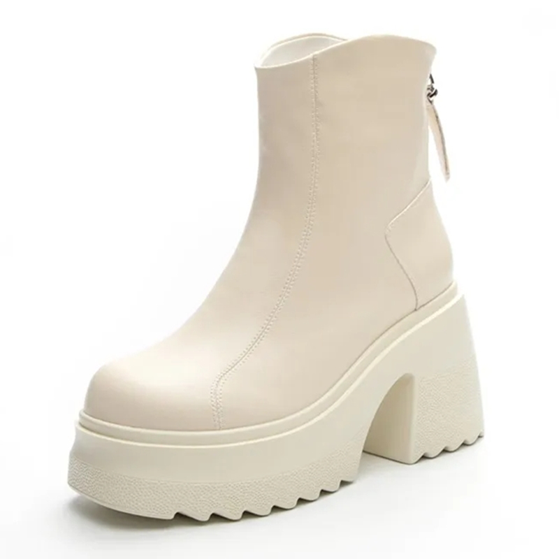 AIYUQI Women High Heel Boots Genuine Leather 2024 New 10cm Heel High Women's Booties Platform British Style Fashion Boots Women