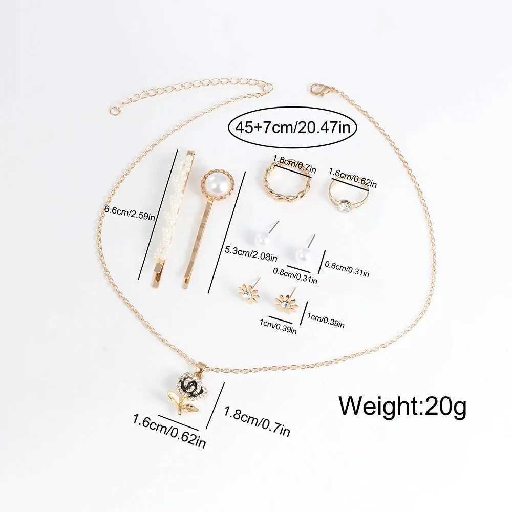 10 piece womens watch set fashionable casual round womens quartz watch fashionable hair clip earrings necklace ring watch set X2411061