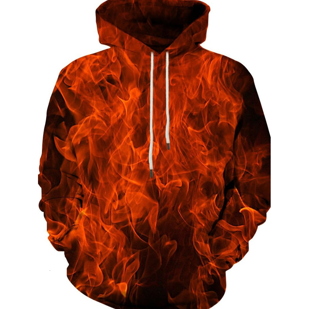 Hoodie for Mens Womens Unisex Graphic Print Hoodies 3D Colorful Novelty Design Long Sleeve Sweaters with Pocket Graphic Hoodies sweatshirt red