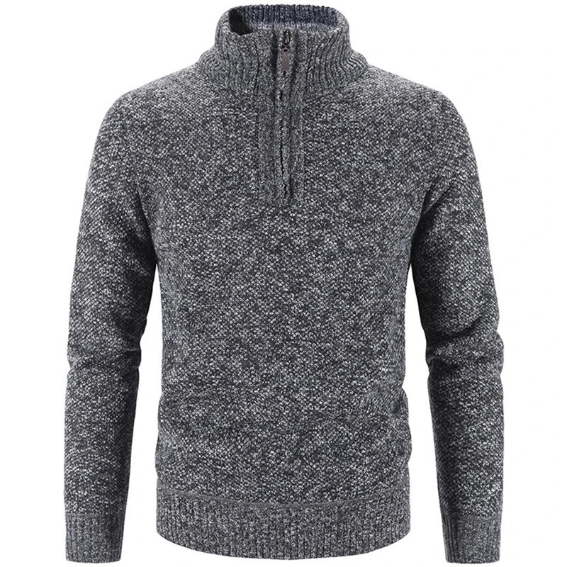 Winter Mens Fleece Thicker Sweater Half Zipper Turtleneck Warm Pullover Quality Male Slim Knitted Wool Sweaters for Spring 241106