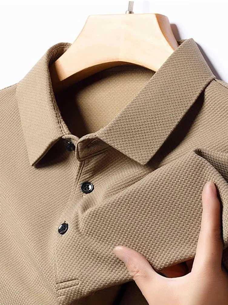 100% pure cotton mens long Sve T-shirt dad collar loose casual T-shirt work clothes for spring and summer 2023 new item W241106