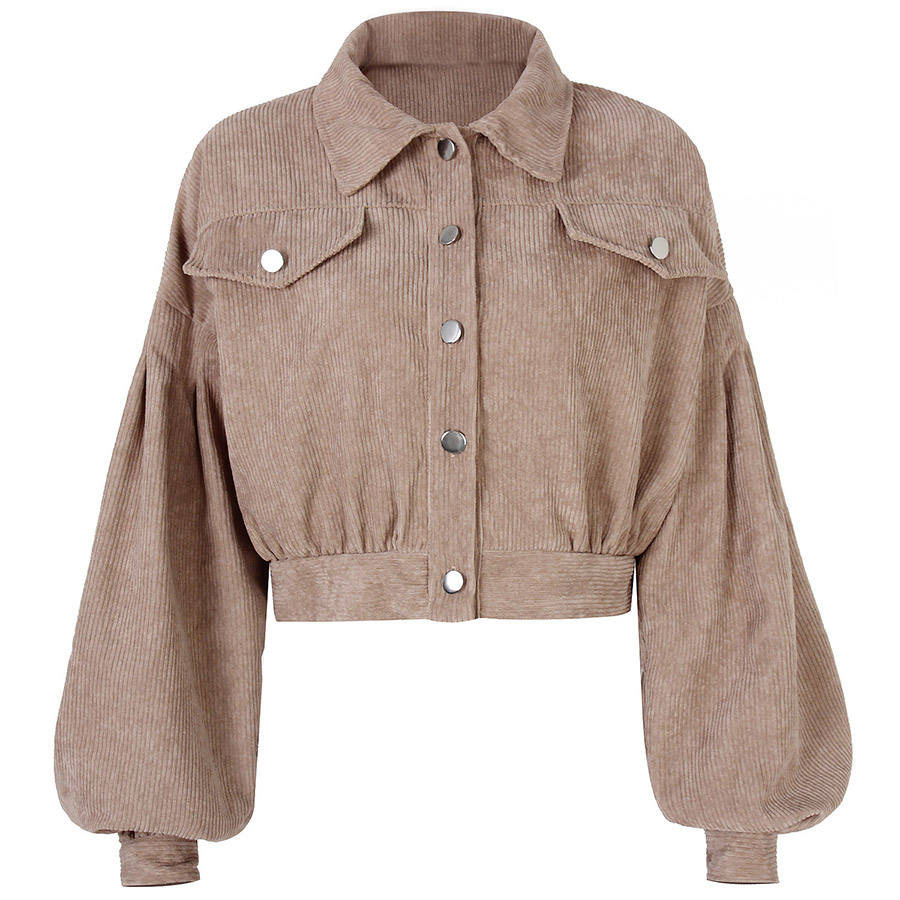 Designer Womens Jacket Stylish Solid Color Button Lapel-Neck Loose Casual Short Jacket