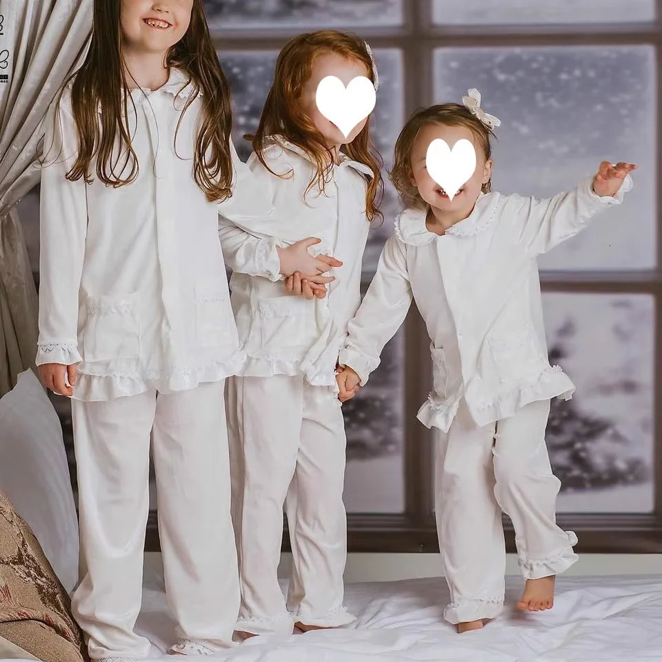 Baby pajamas childrens white velvet family matching Christmas pajamas set 241106