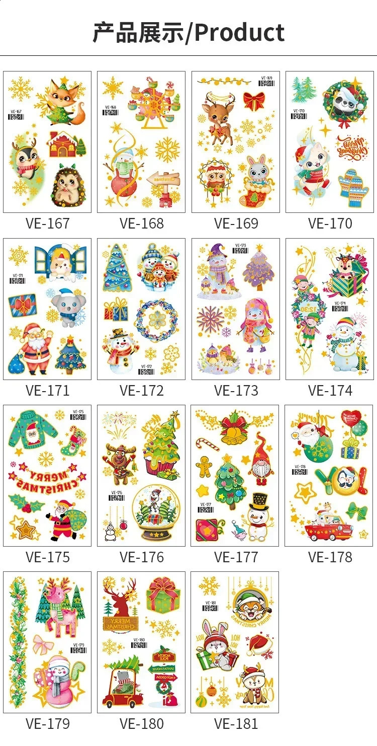 Christmas temporary tattoos Christmas party decorations Christmas themed cute stickers 15 gifts for girls and boys 241105