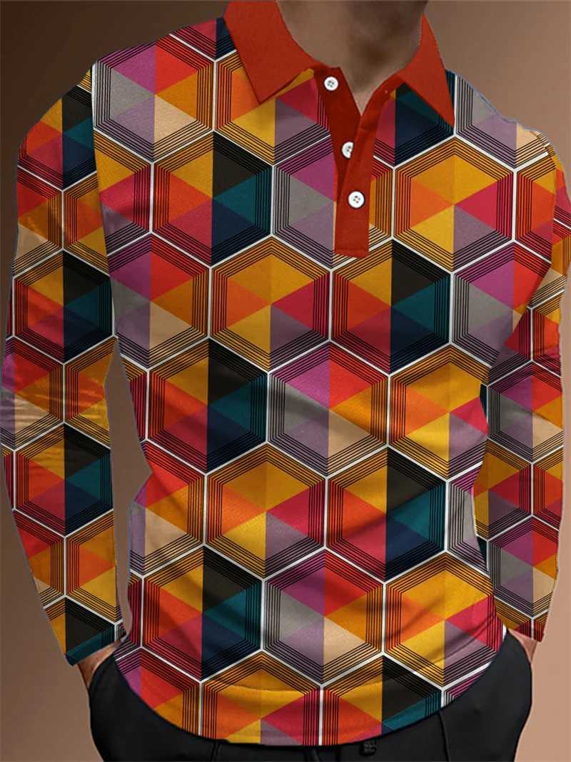 Mens 3D optical long Sve shirt fashion design clothing oversized casual shirt mens loose T-shirt W241106