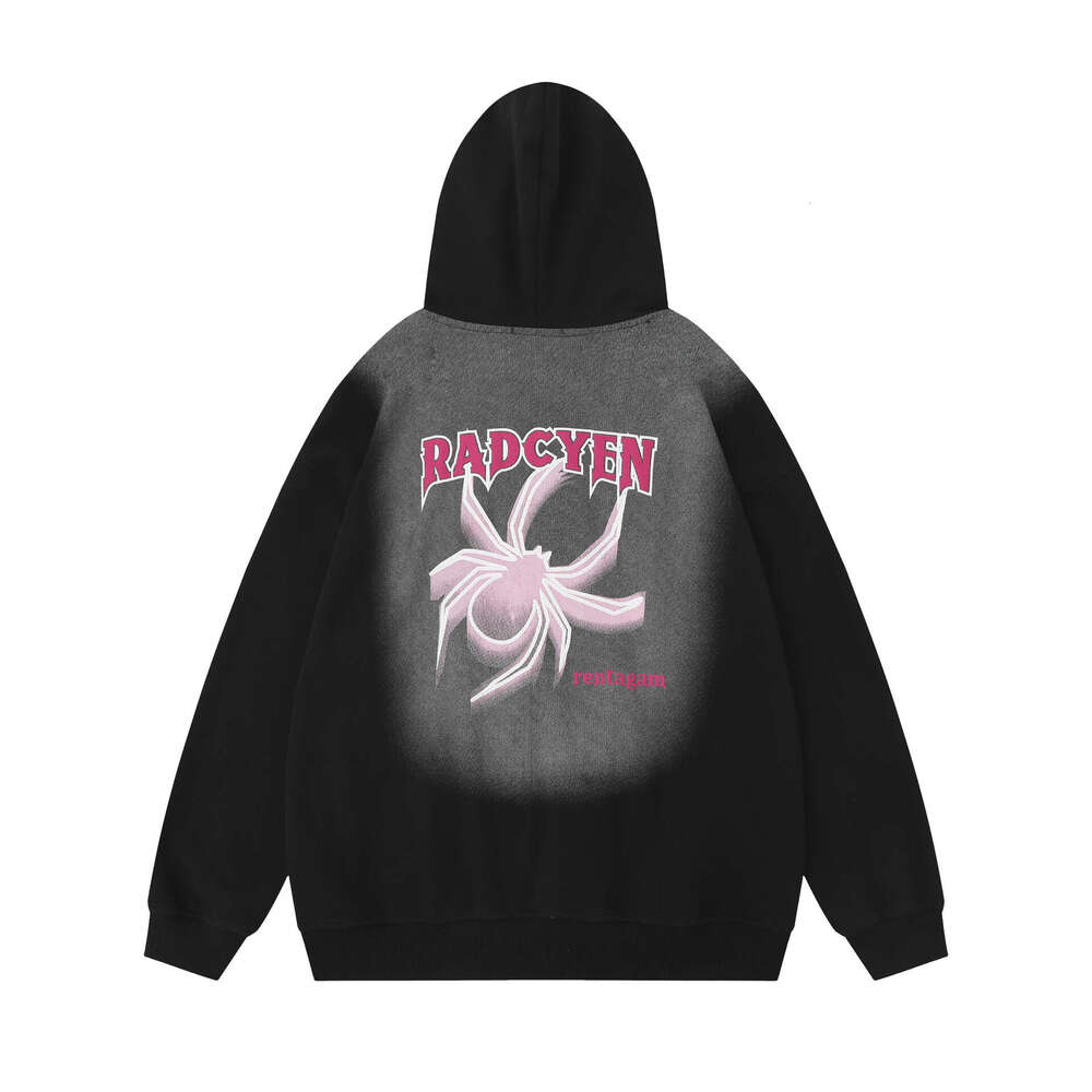 shanshi spider hoodie American style plush spider web hooded sweatshirt men's and women's niche design couple's high street casual jack