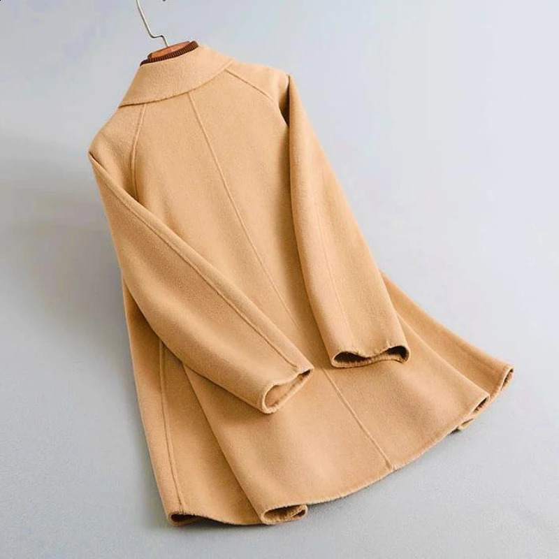 Blends Wool Coat Temper High Street Personal Chinese Style Aesthetics Fashion Ladies Baggy S4XL Elegant Clothes 241105