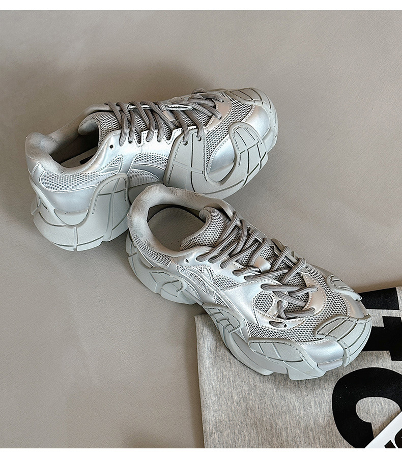 Glitter Platform Sneakers Women Fashion Luxury Shoes Women Mesh Comfort Women Shoes Bling Chunky Sneaker