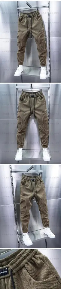Corduroy Sweatpants Men Trendy Casual Mens Pants Fashion Korean Version Versatile Harem y2k pants 241104