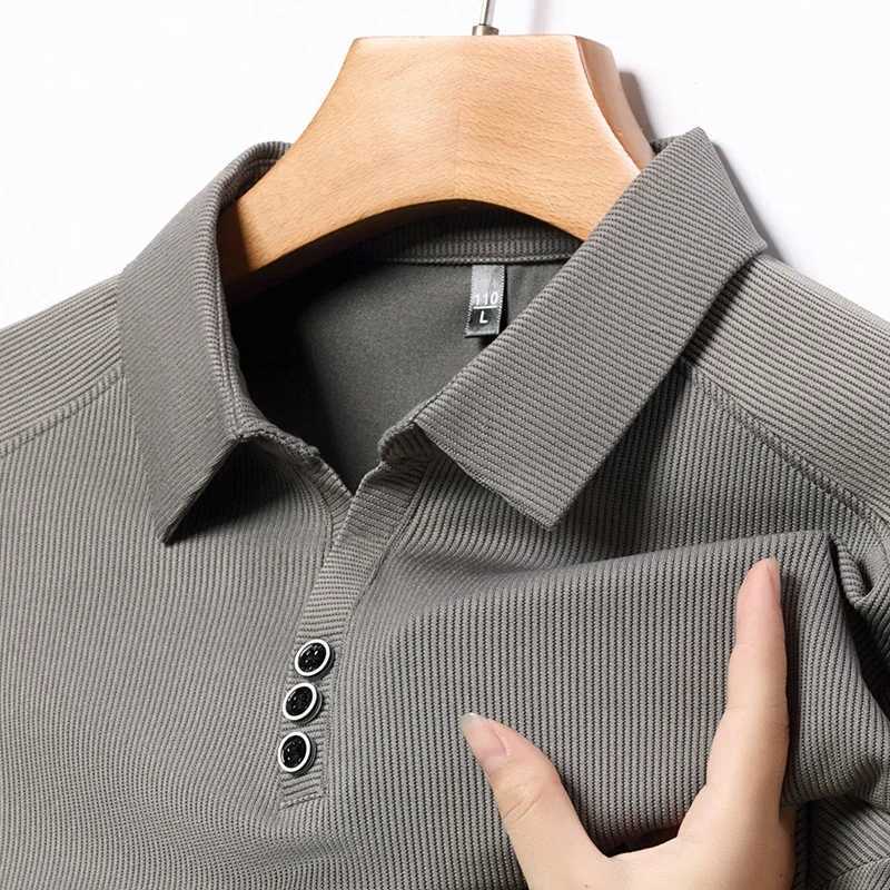 New cut collar button down shirt long Sved 2023 autumn fashion simple handsome T-shirt mens quantity trend Ropa W241106