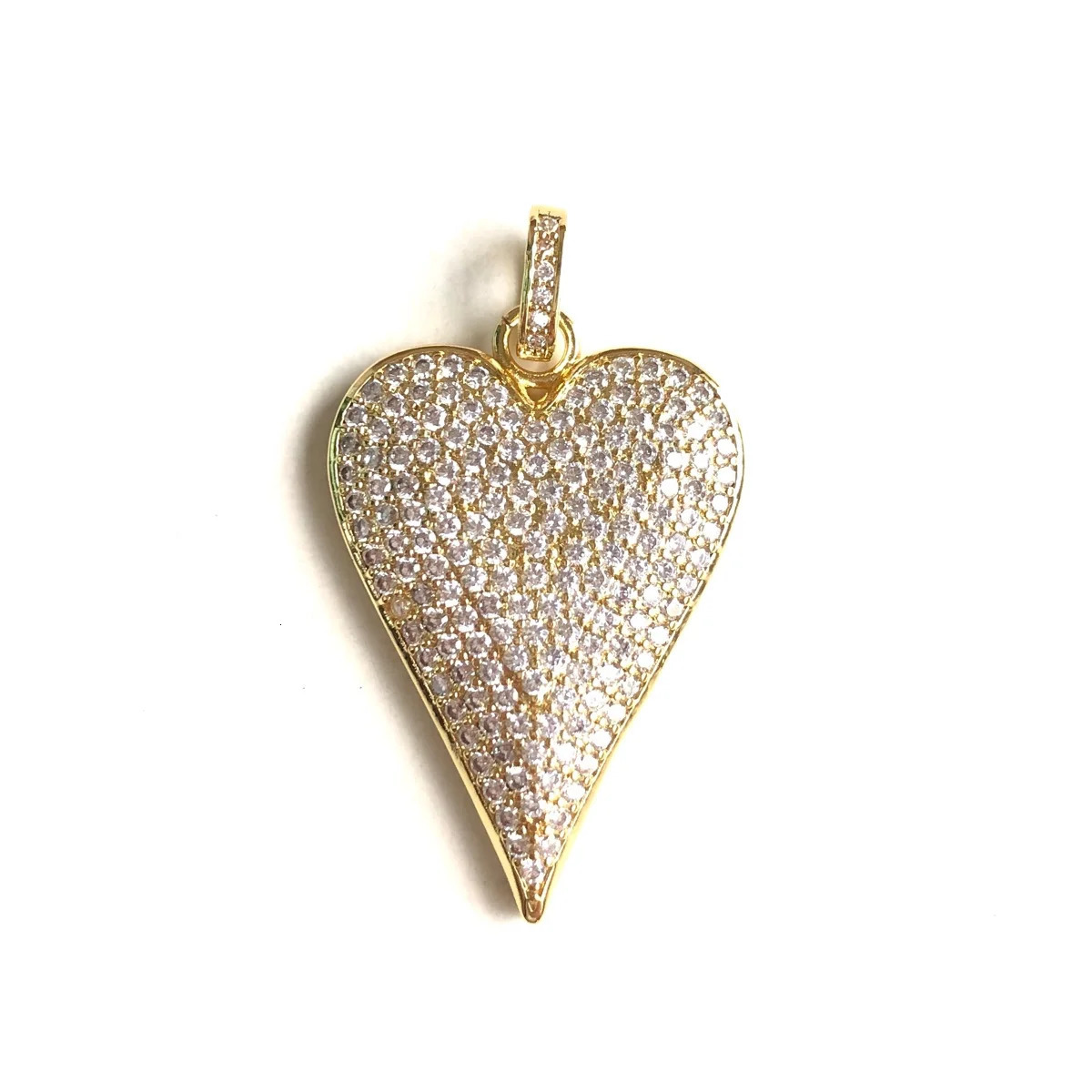 5 pieces of Micro Pave heart-shaped charm sparkling exquisite gold-plated pendant womens necklace bracelet jewelry production accessories wholesale 24