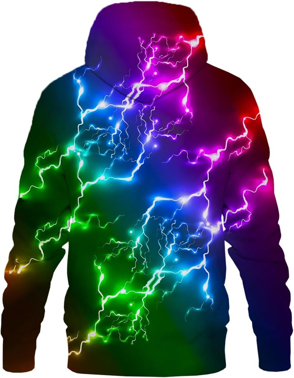 Hoodie for Mens Womens Unisex 3D Printed Sweatshirt for Men Women Graphic Hoodies sweatshirt Pullover Long Sleeve Color Lightning