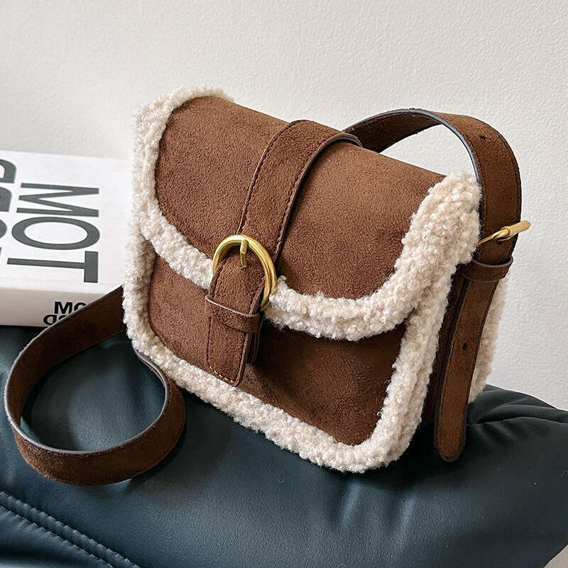 Designer Bag Women's Shoulder Bag Suede And Faux Fur Patchwork Retro Lock Crossbody Bag Small Flap Handbag Brand Designer Tote Bags Handbag