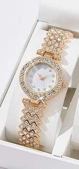 Luxury watch necklace earring bracelet set silver leather strap ladies quartz watch no box X241106