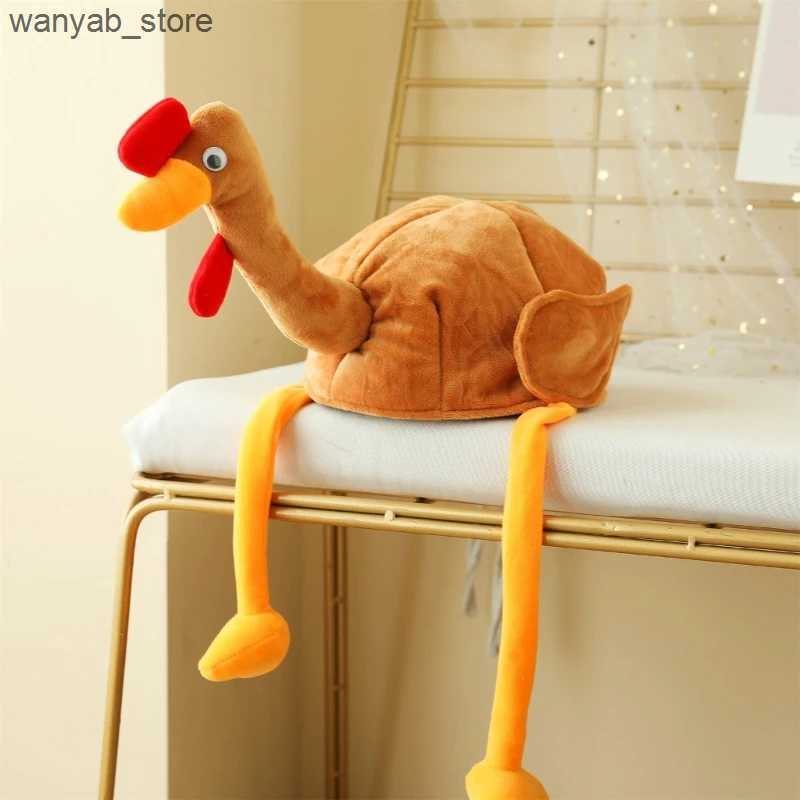 Wide Brim Hats Bucket Hats Plush Turkey Thanksgiving Turkey Hat Novelty Cooked Chicken Secret Santa Fancy Costume Dress Up Party Decoration L240910