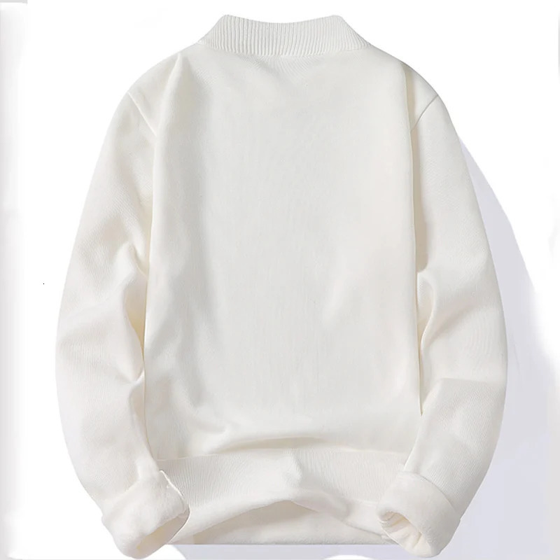 Winter Mens Knitted Sweater with A Half High Collar Solid Color Plush and Warm Knitted Lining Top Casual and Versatile Top 241106