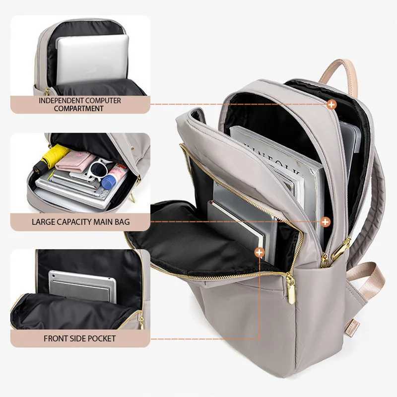 Women Backpack Oxford Cloth Waterproof Shockproof Fashion Office Lady Bag 13 14 Inch Laptop Backpacks Large Book Schoolbag 241106