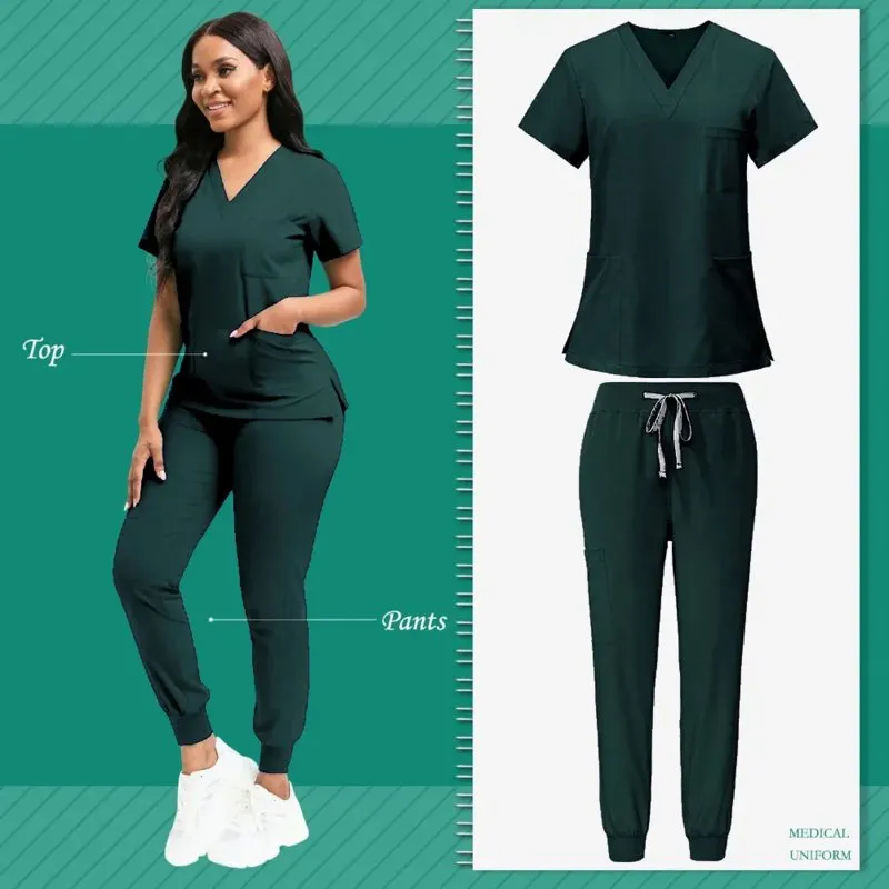 Simple hospital Surgical Clothing Medical Uniforms Women Scrubs Sets Doctors Nurses Accories Dental Cic Beauty Sal Workwear Set