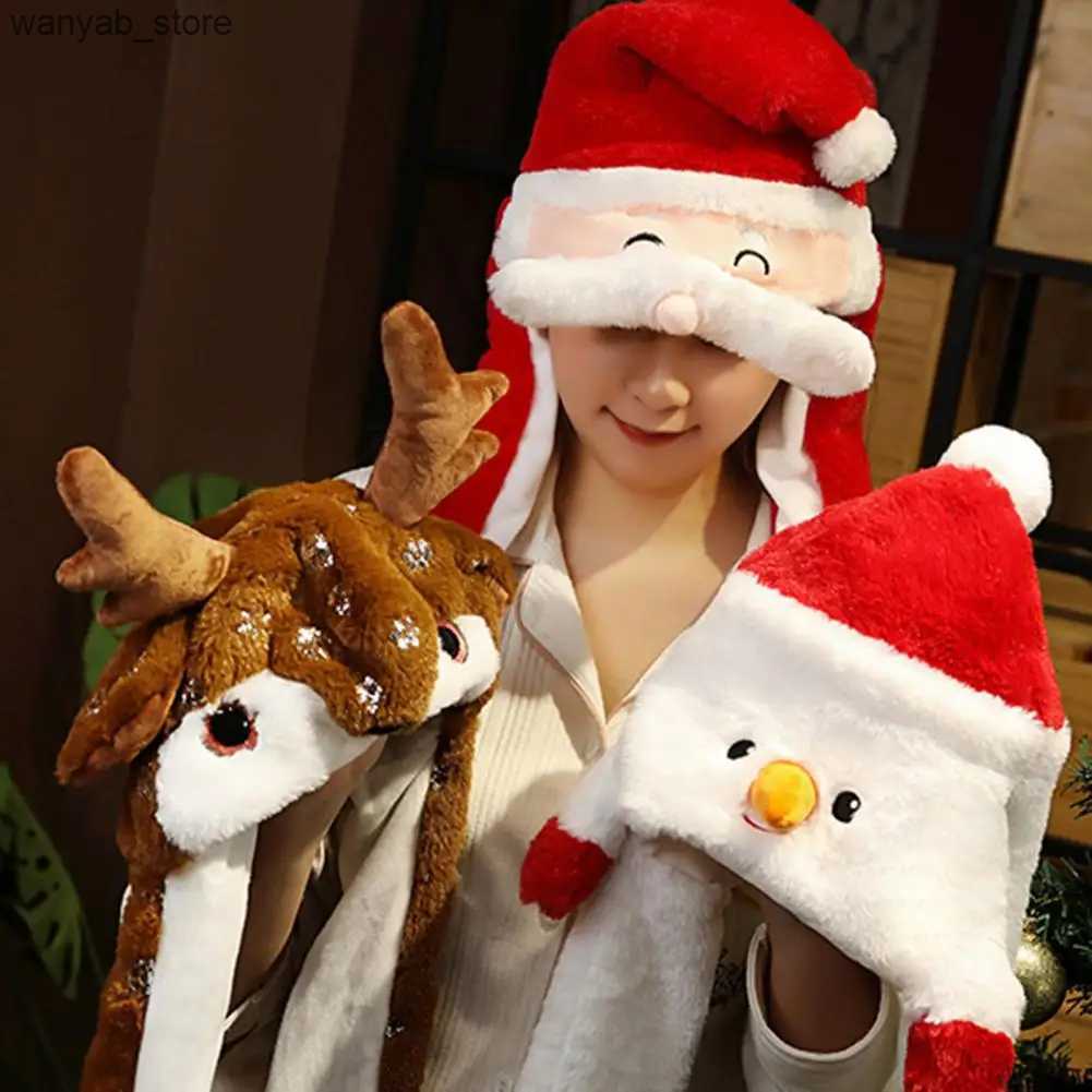 Wide Brim Hats Bucket Hats Christmas Hat with Moving Ears Ear Moving Jumping Hat Festive Christmas Santa Hat with Ear Moving Feature for Xmas for Cosp